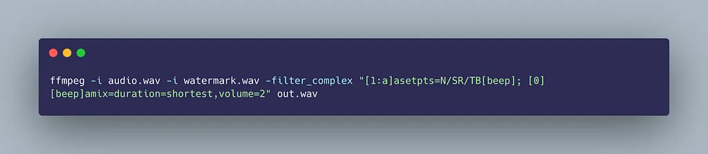 FFmpeg audio watermark proof of concept